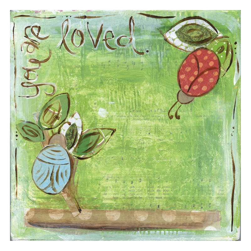 Erin Butson, YOU ARE LOVED (Käfer, Marienkäfer, Liebe, geliebt werden, Zuneigung, naiv, niedlich, Grafik,  Treppenhaus, Kinderzimmer,  Wunschgröße, bunt)