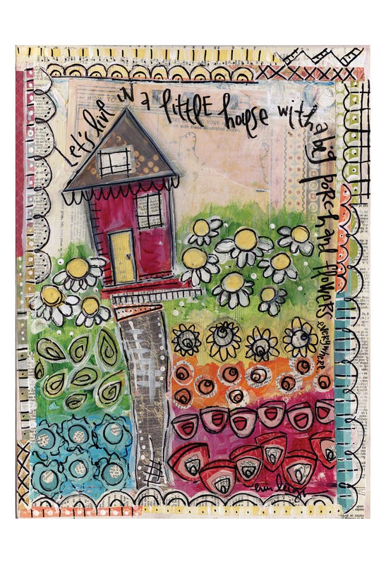 Erin Butson, LET'S II (Haus, Garten, Blumengarten, Gemüsegarten, fröhlich, Motivation, Inspiration, naiv, Grafik, Wohnzimmer, Treppenhaus,  Wunschgröße, bunt)