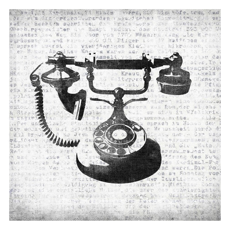 Kristin Emery, VINTAGE PHONE (Telefon, Wählscheibe, historisch, Vintage, Retro, Tasten, Notalgie, Grafik, Treppenhaus, Wohnzimmer, Büro,
Wunschgröße, schwarz/weiß)