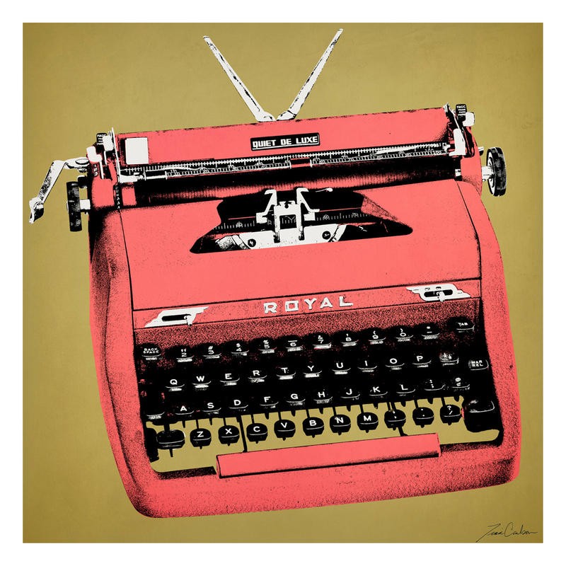 Tina Carlson, TYPEWRITER RED (Schreibmaschine, Technik,  Vintage, Retro, Nostalgie,  Pop Art, Grafik, Wunschgröße, Wohnzimmer, Treppenhaus, rot)