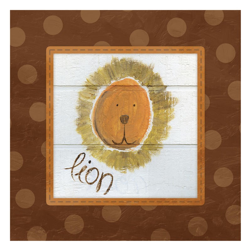 Erin Butson, HAPPY LION II (Löwe, Tier, Mähne, niedlich, naiv, Malerei, Wohnzimmer, Treppenhaus, Kinderzimmer,   Wunschgröße, braun/weiß)