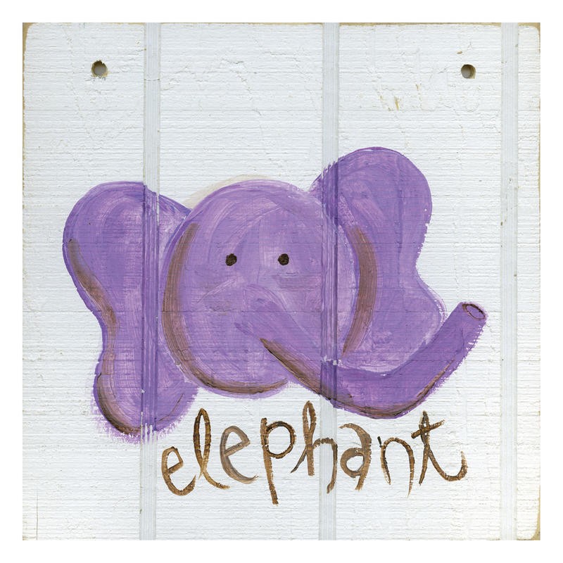 Erin Butson, HAPPY ELEPHANT I (Elefant, lusig, Tier, niedlich, naiv, Malerei, Wohnzimmer, Treppenhaus, Kinderzimmer,   Wunschgröße, bunt)