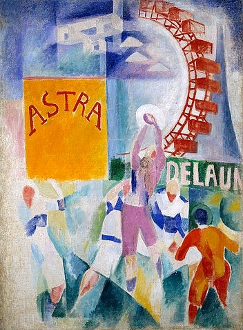 Robert Delaunay, L'Equipe de Cardiff. 1912/1913. (Riesenrad, Jahrmarkt, Avantgarde, Orphismus, abstrakte Malerei, Klassische Moderne, Treppenhaus, Wohnzimmer, Wunschgröße,  bunt)