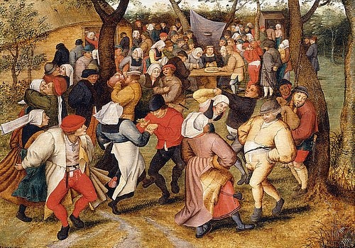 Pieter BRUEGHEL DER Jüngere, Der Hochzeitstanz. (Brueghel d.J.,Pieter,Christie's Images Ltd,um 1564-1638,Öl auf Holz,16. Jahrhundert,Pieter Brueghel der Jüngere,Hochzeit,Hochzeitsgesellschaft,Tanz,Tanzende,Tänzer,Paar,Paare,Bauern,Bauernhochzeit,Vergnügen,Fest,feiern,Gruppe,Freude,Männer,Frauen,Dorf,Dor)