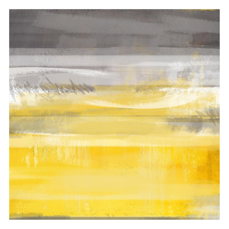 Cynthia Alvarez, GOLDEN GLOW II (Abstrakte Kunst, abstrakte Malerei, Farbfelder, abstrakte Landschaft, moderne Malerei, Büro, Business,  Wohnzimmer, Treppenhaus, Wunschgröße, gelb/grau)