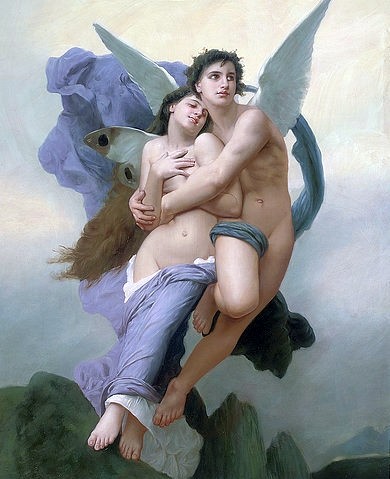 William Adolphe Bouguereau, Die Entführung der Psyche. (19. Jahrhundert,nach,Öl auf Leinwand,1825-1905,Bouguereau,William Adolphe,Christie's Images Ltd,Bouguereau,William Adolphe Bouguereau,Mann,Frau,fliegen,schweben,Liebe,Paar,Psyche,umarmen,Flügel,Nackt,Akt,tragen,klassizistisch,Romatisch)