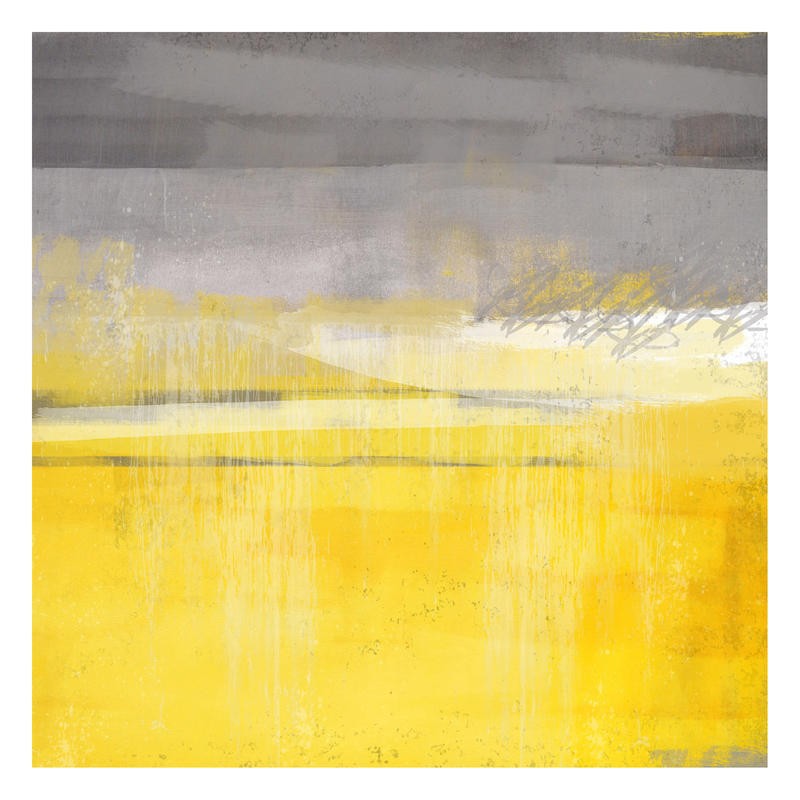 Cynthia Alvarez, GOLDEN GLOW I (Abstrakte Kunst, abstrakte Malerei, Farbfelder, abstrakte Landschaft, moderne Malerei, Büro, Business,  Wohnzimmer, Treppenhaus, Wunschgröße, gelb/grau)