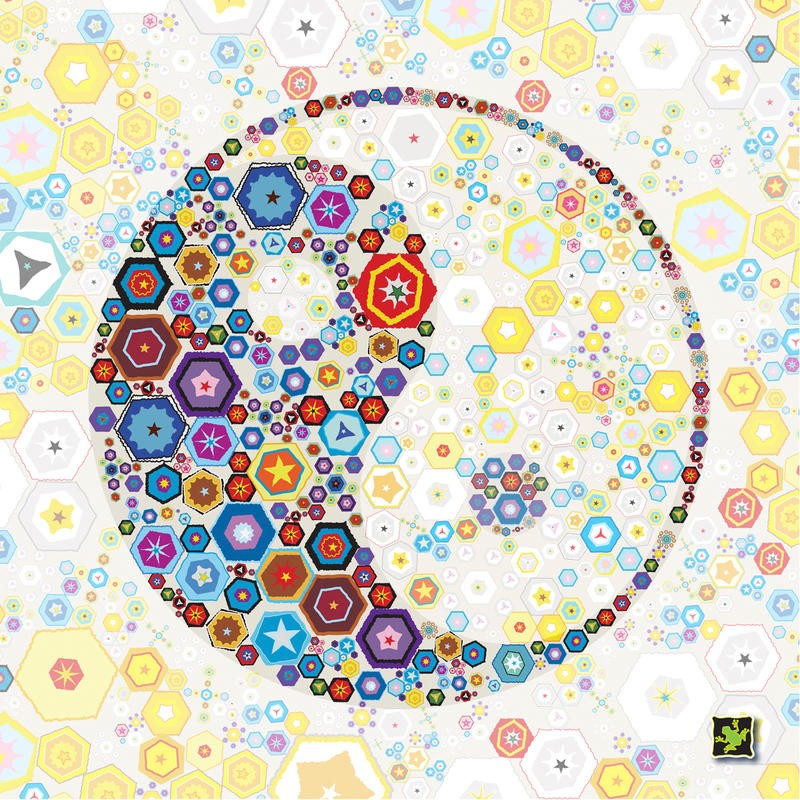 Jeffery Cadwallader, MOSAIC I (Flower Power, Ying und Yang, sechziger Jahre, Hippie, Retro, Vintage, Jung und Wild, Wohnzimmer, Treppenhaus, Jugendzimmer, Wunschgröße, Grafik, bunt)