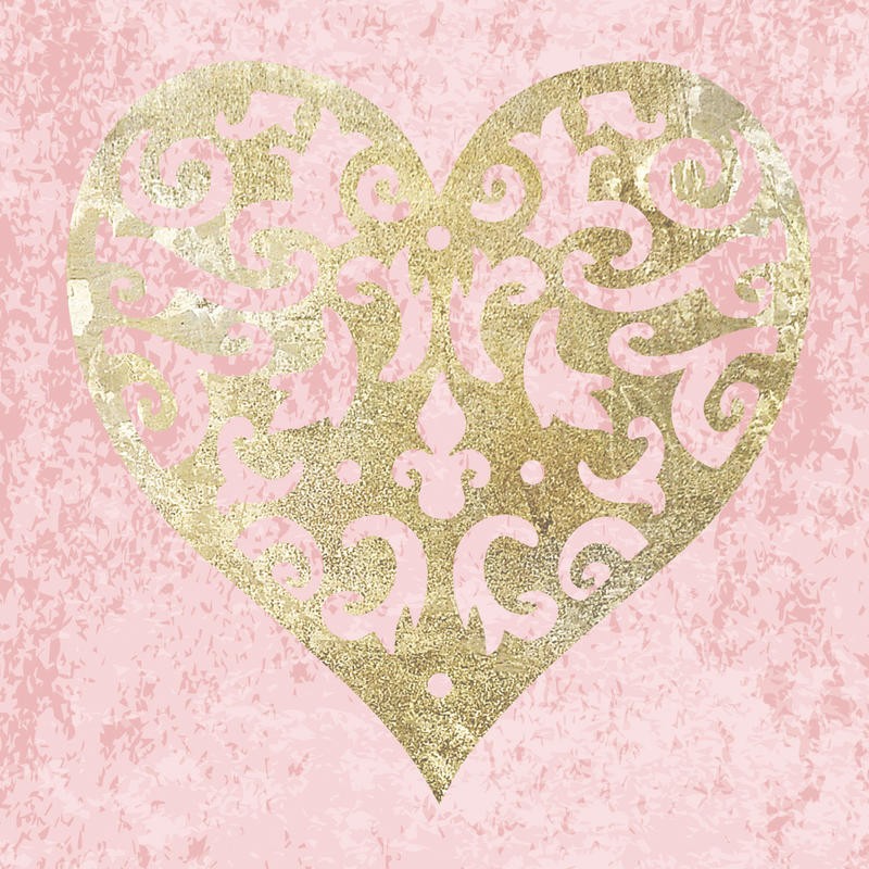 Melody Hogan, GOLDEN HEART WITH PINK I (VALENTINE)