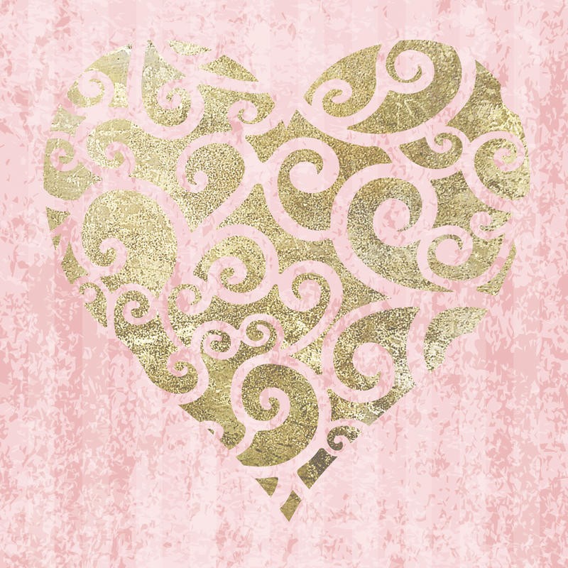 Melody Hogan, GOLDEN HEART WITH PINK II (VALENTINE)