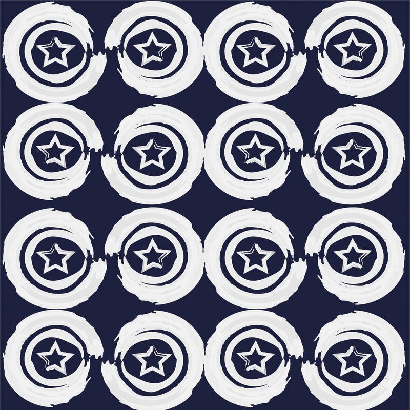 Marcus Prime, CIRCULAR II (Kreise, Kringel, Sterne, Muster, geometrisches Muster, modern, Grafik, Wunschgröße,Wohnzimmer, Treppenhaus, blau/weiß)