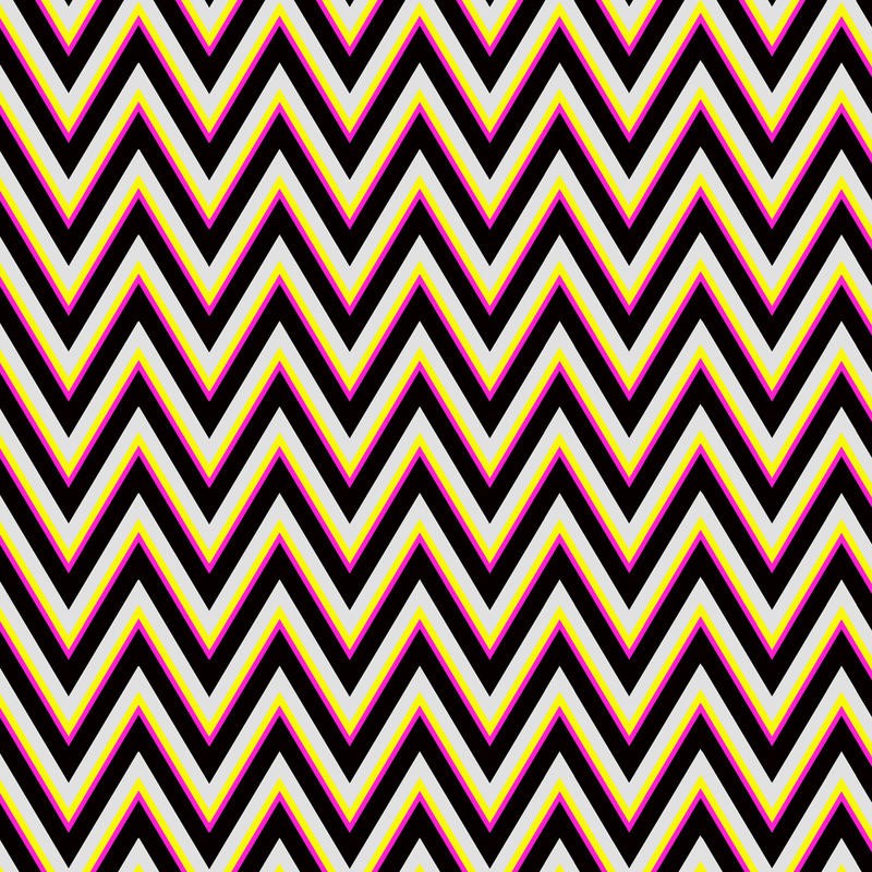 Sheldon Lewis, CHEVRON IV (Zickzack, Winkel, Linien, geometrisches Muster, modern, Grafik, Wunschgröße, Wohnzimmer, Treppenhaus, schwarz/pink/creme)