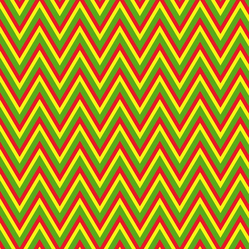 Sheldon Lewis, CHEVRON V (Zickzack, Winkel, Linien, geometrisches Muster, modern, Grafik, Wunschgröße, Wohnzimmer, Treppenhaus, gelb/rot/grün)