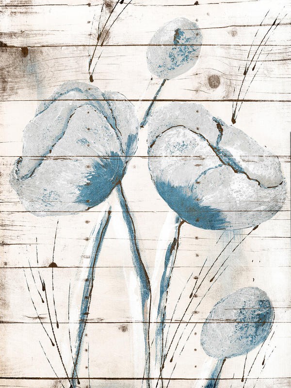 Jace Grey, WHITE WOOD BLUE FLORALS I (BLUMEN)