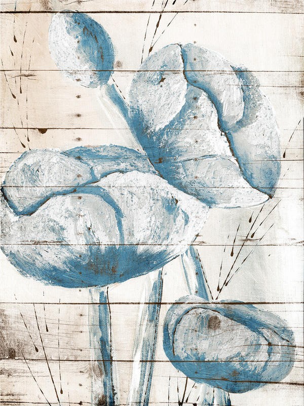 Jace Grey, WHITE WOOD BLUE FLORALS II (BLUMEN)