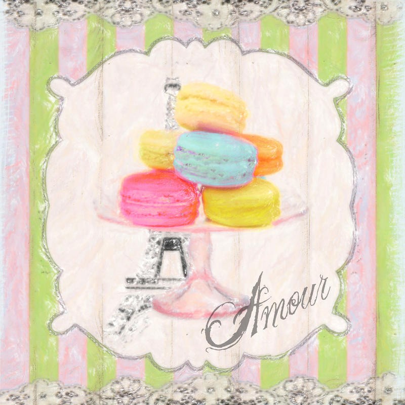 Taylor Greene, MACARON PARIS I (Gebäck, Macarons, Paris, Eiffelturm, Liebe, dekorativ, Präsentation, Nostalgie, Küche, Café, Konditorei, Wunschgröße,)