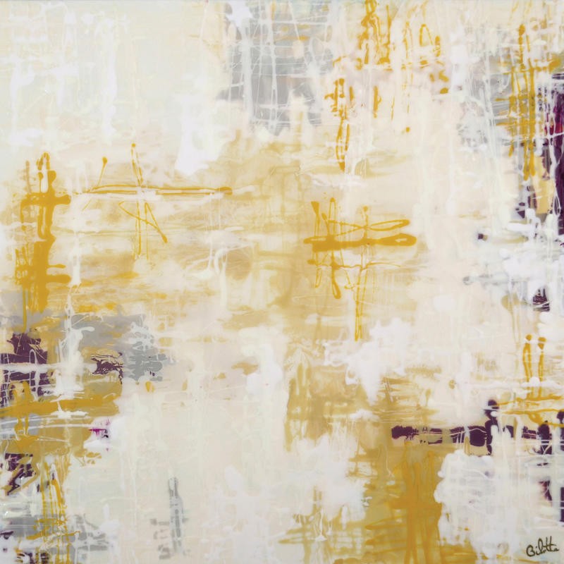 Barbara Bilotta, REFLECTIONS II (Abstrakte Kunst, Struktur, Spiegelungen, Wunschgröße, Treppenhaus, Wohnzimmer, Büro, Arztpraxis, modern, zeitgenössische Malerei, ocker/beige)