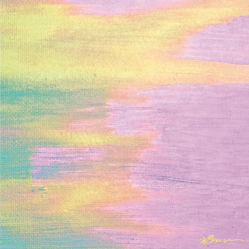Victoria Brown, COTTON CANDY III (Abstrakte Malerei, Farbfelder, Farbflächen modern, zeitgenössisch, Wohnzimmer, Treppenhaus, Wunschgröße, bonbonfarben, zart/gelb/rosa)