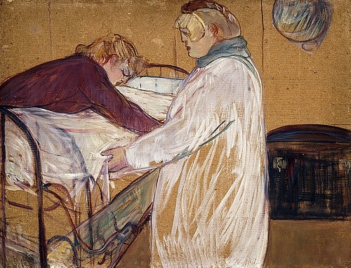 Henri de Toulouse-Lautrec, Zwei Frauen machen ein Bett. 1891 (Öl/Karton,19. Jahrhundert,Toulouse-Lautrec,Henri de,1864-1901,Christie's Images Ltd,Henri de Toulouse-Lautrec,Bett machen,Frauen,Alltag,alltäglich,Haushalt,Bettlaken,Laken,Bettgestell,seitlich,betten machen,weiß)