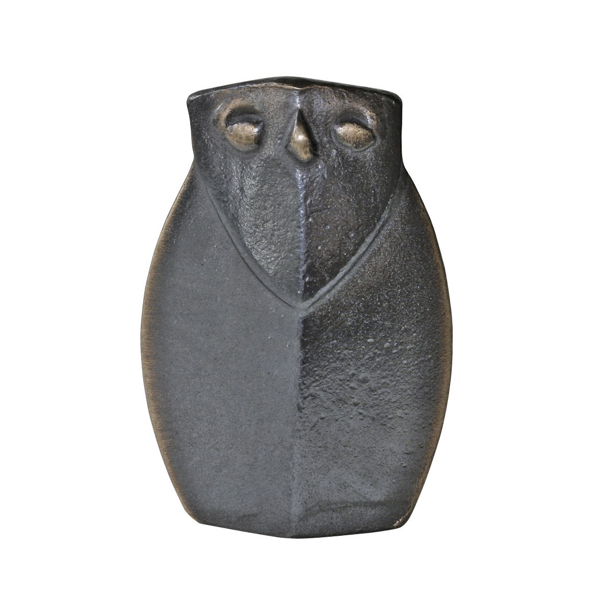 Raimund Schmelter, Eule, 9cm (Eule, Raubvogel, Vogel, reduziert, Tiere, Skulptur, Bronze, Metall, Plastik,  Wohnzimmer, Büro, Patina, bronzefarben)
