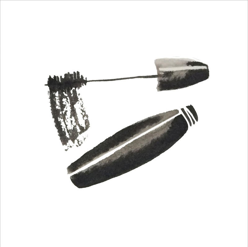 Alicia Zyburt, MAKE ME GORGEOUS V (Schminke, Wimperntusche, Mascara,  Aquarell, modern, Schminkzimmer, Badezimmer, Wunschgröße, schwarz/weiß)