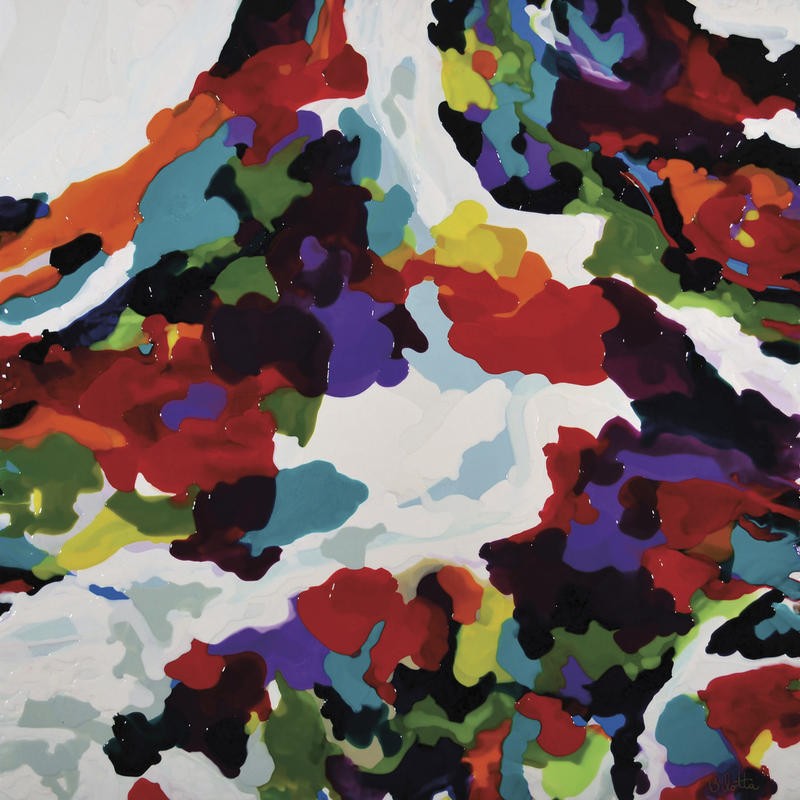 Barbara Bilotta, THE SEA OF COLOR II (Abstrakte Kunst, Struktur, Farbflecken, verworren, Chaos, Wunschgröße, Treppenhaus, Wohnzimmer, Büro, Arztpraxis, modern, zeitgenössische Malerei, bunt)