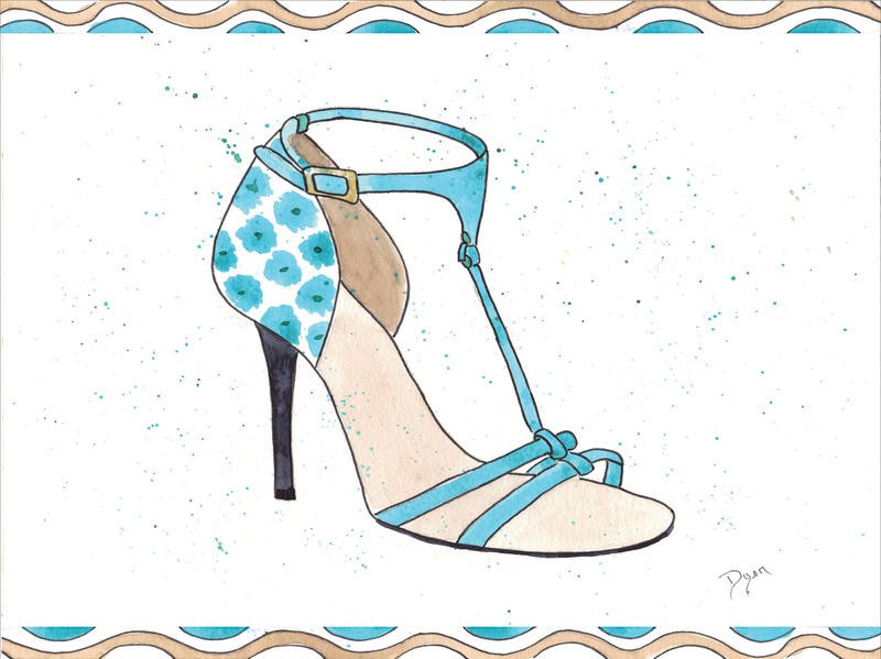 Beverly Dyer, TURQUOISE DREAM SANDALS (Schuh, High Heels, Sandale, Sommerschuh, Damenschuh, Mode, Grafik, Treppenhaus, Wunschgröße, bunt)