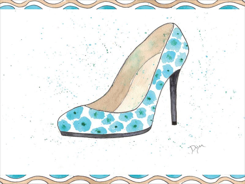Beverly Dyer, TURQUOISE DREAM PUMPS (Schuh, High Heels, Pumps, Blumenmuster, Eleganz, Damenschuh, Mode, Grafik, Treppenhaus, Wunschgröße, bunt)