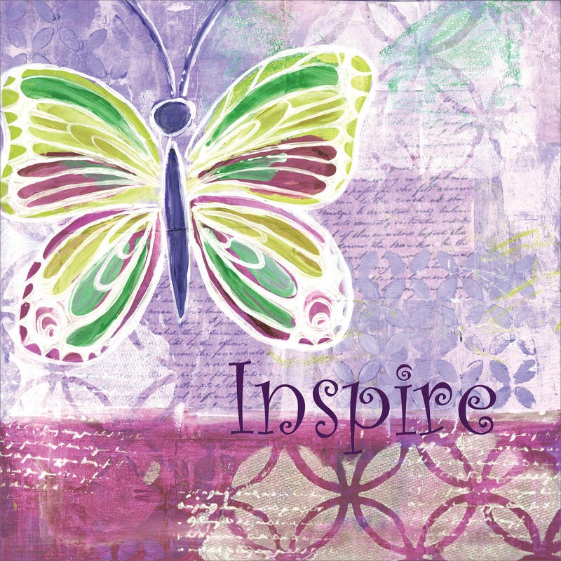 Erin Butson, BLUE AND GREEN BUTTERFLIES II (Schmetterling, Insekt, Kalligrafie, Inspiration, Motivation, Traum, Grafik,  Treppenhaus,   Wunschgröße, bunt)