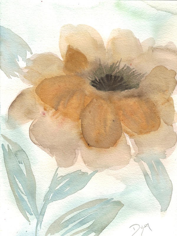 Beverly Dyer, NEUTRAL PEONY II (Rose, Pfingstrose, Blume, Aquarell, Schlafzimmer, Wohnzimmer, Treppenhaus, Malerei, Wunschgröße, apricot)