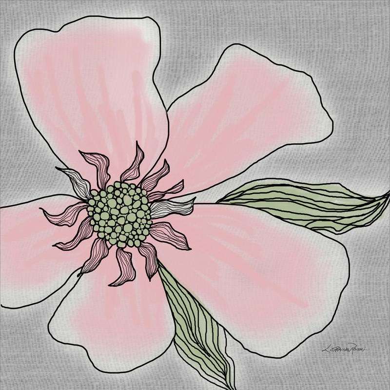 Rossi Lorraine, BEAUTIFUL ROSE I (Rose, Blume, Blüten transparent, zart, Grafik, Wunschgröße, Wohnzimmer, Treppenhaus, Schlafzimmer, rosa/grau)