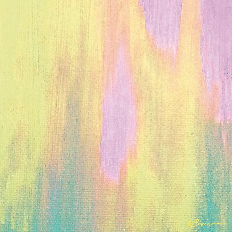 Victoria Brown, COTTON CANDY II (Abstrakte Malerei, Farbfelder, Farbflächen modern, zeitgenössisch, Wohnzimmer, Treppenhaus, Wunschgröße, bonbonfarben, zart/gelb)