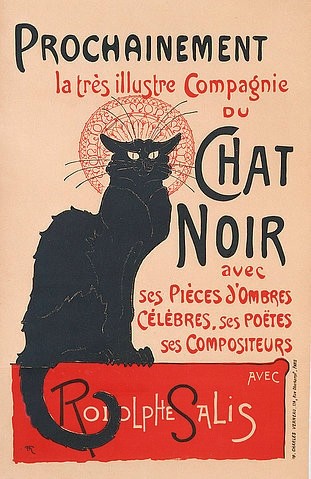 Théophile-Alexandre Steinlen, Die schwarze Katze (Le Chat Noir). Plakat für das Kabarett am Montmartre. 1896 (Art Nouveau, Jugendstil, Katze, schwarze Katze, Paris, Montmatre, Kabarett, Plakatkunst, Malerei, Wohnzimmer, Treppenhaus, Wunschgröße, bunt)