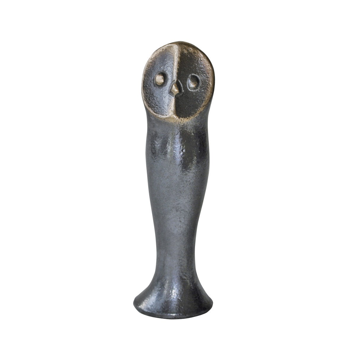 Raimund Schmelter, Schleiereule, 11cm (Eule, Schleiereule, Raubvogel, Vogel, reduziert, Tiere, Skulptur, Bronze, Metall, Plastik,  Wohnzimmer, Büro, Patina, bronzefarben)