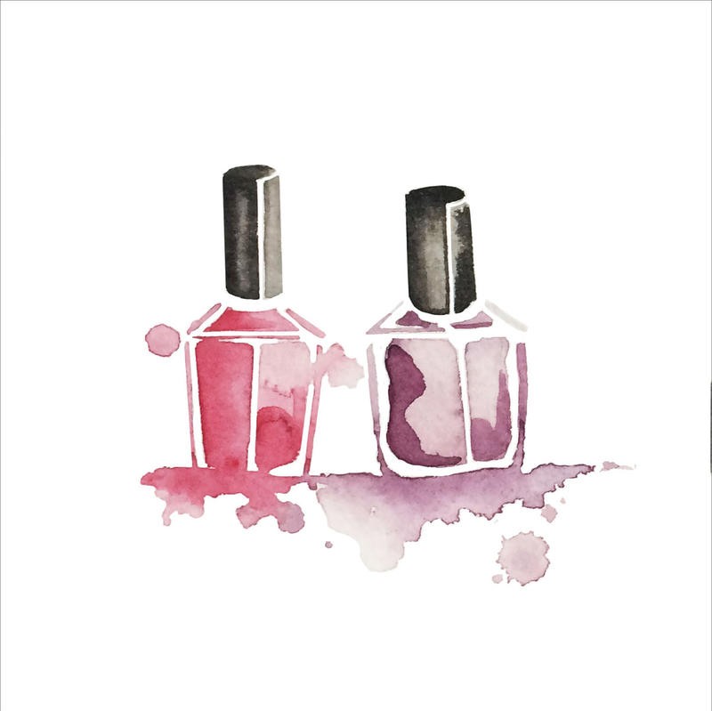 Alicia Zyburt, MAKE ME GORGEOUS II (Schminke, Nagellack, Aquarell, modern, Schminkzimmer, Badezimmer, Wunschgröße, bunt)