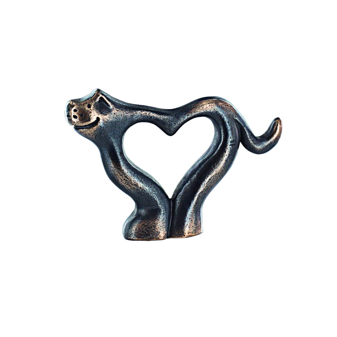 Bernardo Esposto, Hund, 10 x 6,5cm (Hund, Tier, Herz, Skulptur, Plastik, Bronze, Figur, filigran, Wohnzimmer, Büro, bronzefarben)