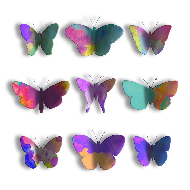 Jace Grey, WATERCOLOR BUTTERFLIES II (BIENEN + SCHMETTERLINGE)