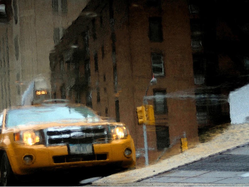Jeff Pica, NYC TAXI (New York, gelbes Taxi, Automobil, Transport, Fotokunst, Wunschgröße, Wohnzimmer, Treppenhaus, bunt)