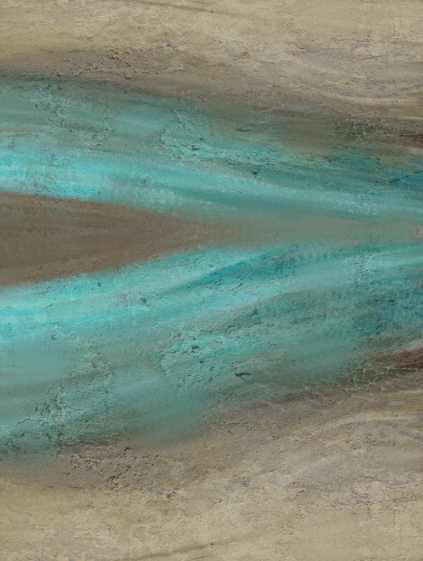 Kimberly Allen, TURQUOISE STREAM II (Abstrakte Malerei, Fluss, fließend, Bewegung, modern,  Wohnzimmer, Treppenhaus,Büro, Wunschgröße,  türkis/braun)