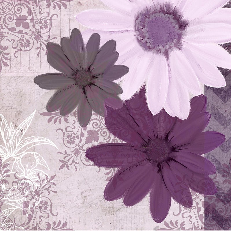 Kimberly Allen, PURPLE BLOOM III (Blume, Blüte, florale Muster, Ornamente, dekorativ, Grafik, Wohnzimmer, Treppenhaus, Schlafzimmer, Wunschgröße, violett/flieder)