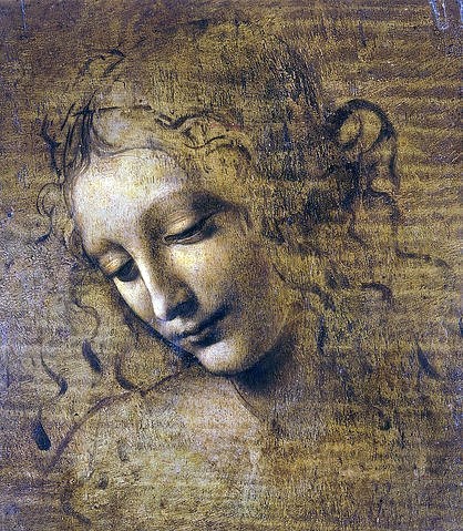 Leonardo da Vinci, Kopf eines Mädchens. 15. Jh. (Leonardo da Vinci,1452-1519,15. Jahrhundert,Renaissance,Parma,Nationalgalerie,da vinci,leonardo,zeichnung,porträt,skizze,studie,mädchen,frau,porträt,gesicht,renaissance)