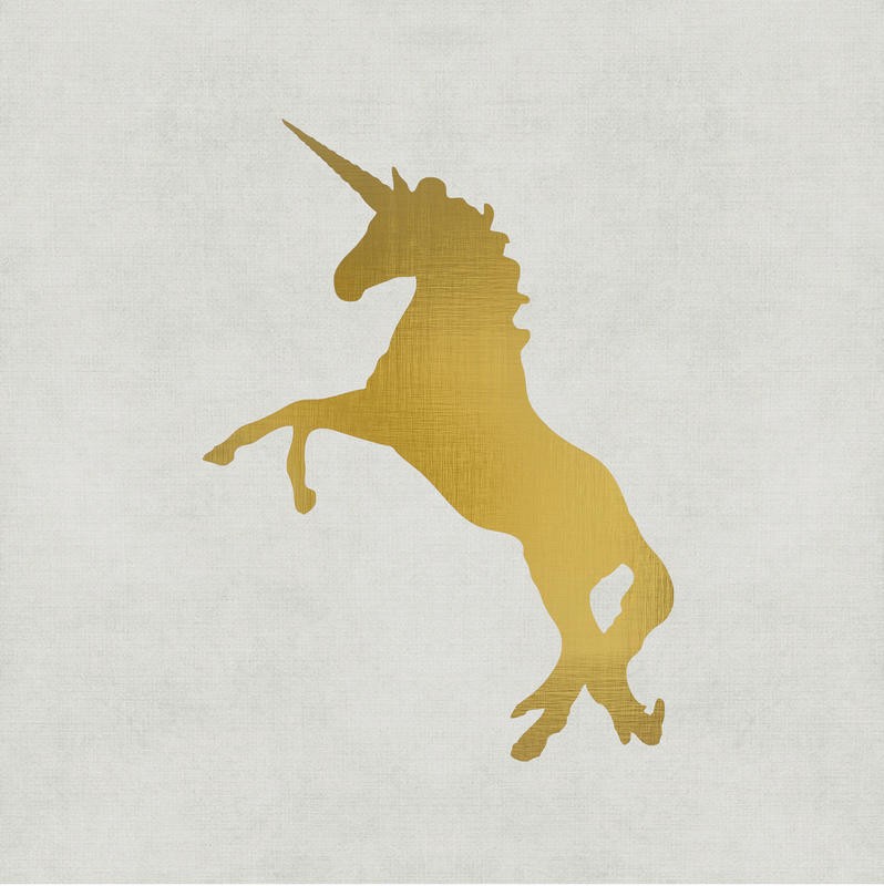 Kimberly Allen, UNICORN IN GOLD II (Einhorn, Sterne,  Märchenwelt, Traumwelt,  Wohnzimmer, Treppenhaus, Schlafzimmer, Kinderzimmer,  Wunschgröße, gold)