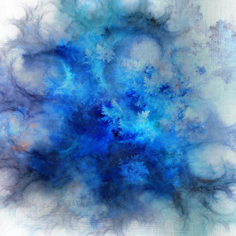 Kimberly Allen, FROZEN (Abstrakte Malerei, Energie, Bewegung, Frostig, kalt, gefrieren,  modern,  Wohnzimmer, Treppenhaus,Büro, Wunschgröße,  blau/weiß)