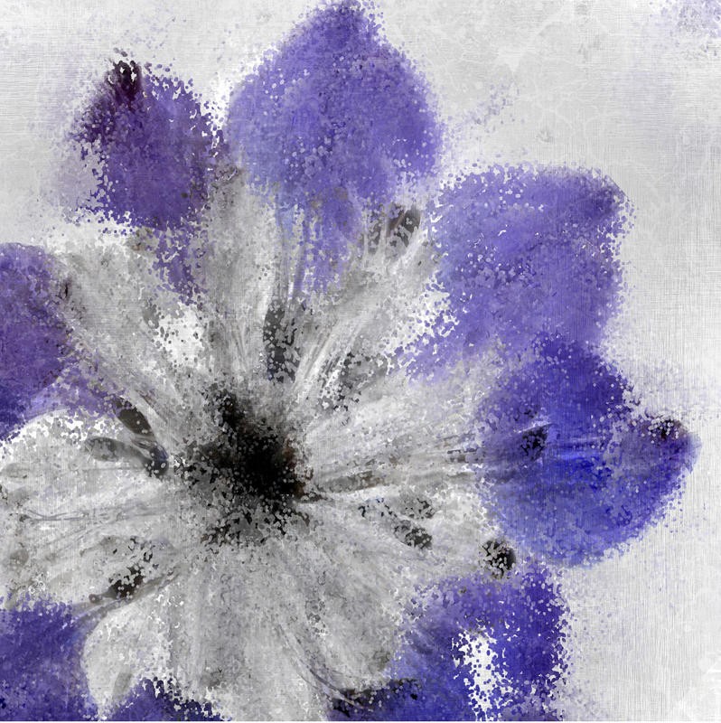 Kimberly Allen, NAVY BLOOM I (Blume, Blüte, modern, dekorativ, Malerei, Wohnzimmer, Treppenhaus, Schlafzimmer, Wunschgröße, lila/grau)