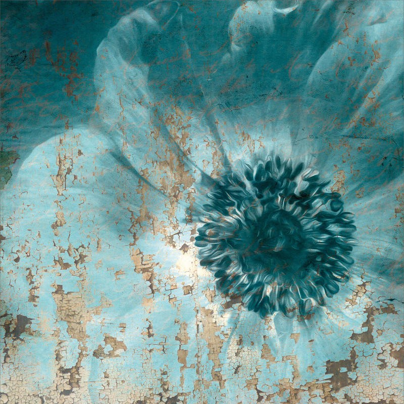 Kimberly Allen, SEASIDE BLOOM (Blume, Blüte, modern, dekorativ, Malerei, Wohnzimmer, Treppenhaus, Schlafzimmer, Wunschgröße, türkis)