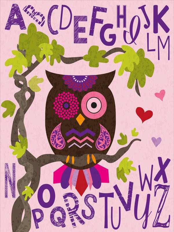 Melody Hogan, OWL SET PINK I (KINDERZIMMER)