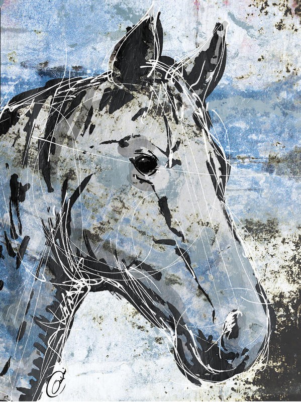 Onrei, SKETCHED HORSE IN BLUE (TIERE)
