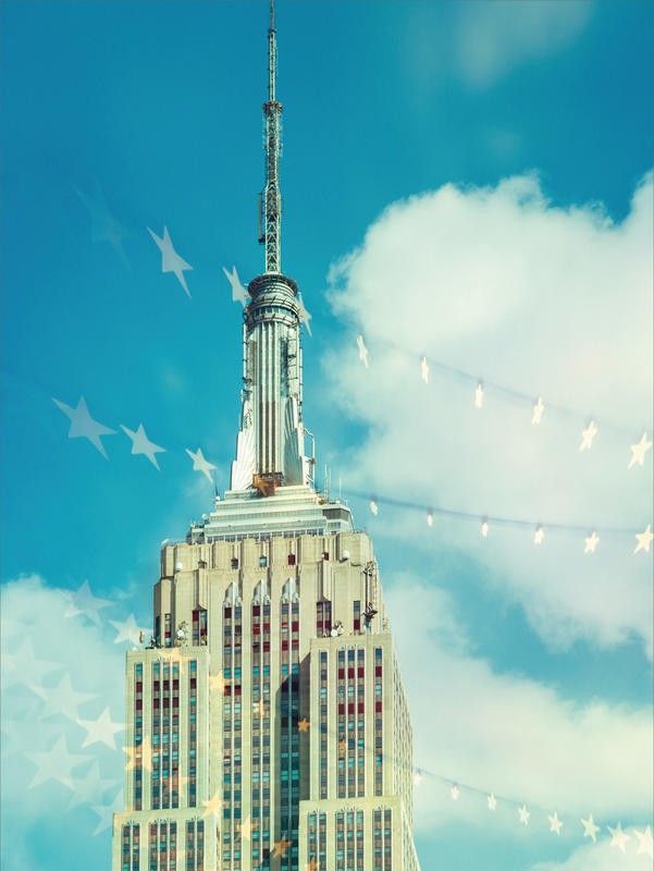 Sonja Quintero, EMPIRE STARS (Empire State Building, Gebäude, Architektur, Wahrzeichen, New York, Städte, Sehenswürdigkeit, Wolkenkratzer, Fotografie, Wohnzimmer, Wunschgröße, bunt)