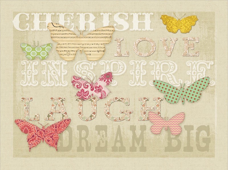 Ophelia & Co, BFLY INSPIRATION II (Schmetterlinge, Muster, Ornamente, Motivation, Inspiration, Vintage, Nostalgie, Grafik, Wunschgröße, Wohnzimmer, Treppenhaus, bunt)