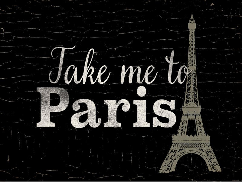 Ophelia & Co, TAKE ME TO PARIS (Paris, Eiffelturm, Wahrzeichen, Symbol, Typologie, Nostalgie, Grafik, Wunschgröße, Wohnzimmer, Treppenhaus, sepia, grau/schwarz)